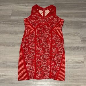 Ashley Stewart Red lace dress with natural lining